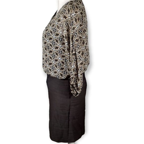 DANNY & NICOLE BLACK & BEIGE  BLOUSON DRESS SZ.4 EUC - Picture 4 of 8